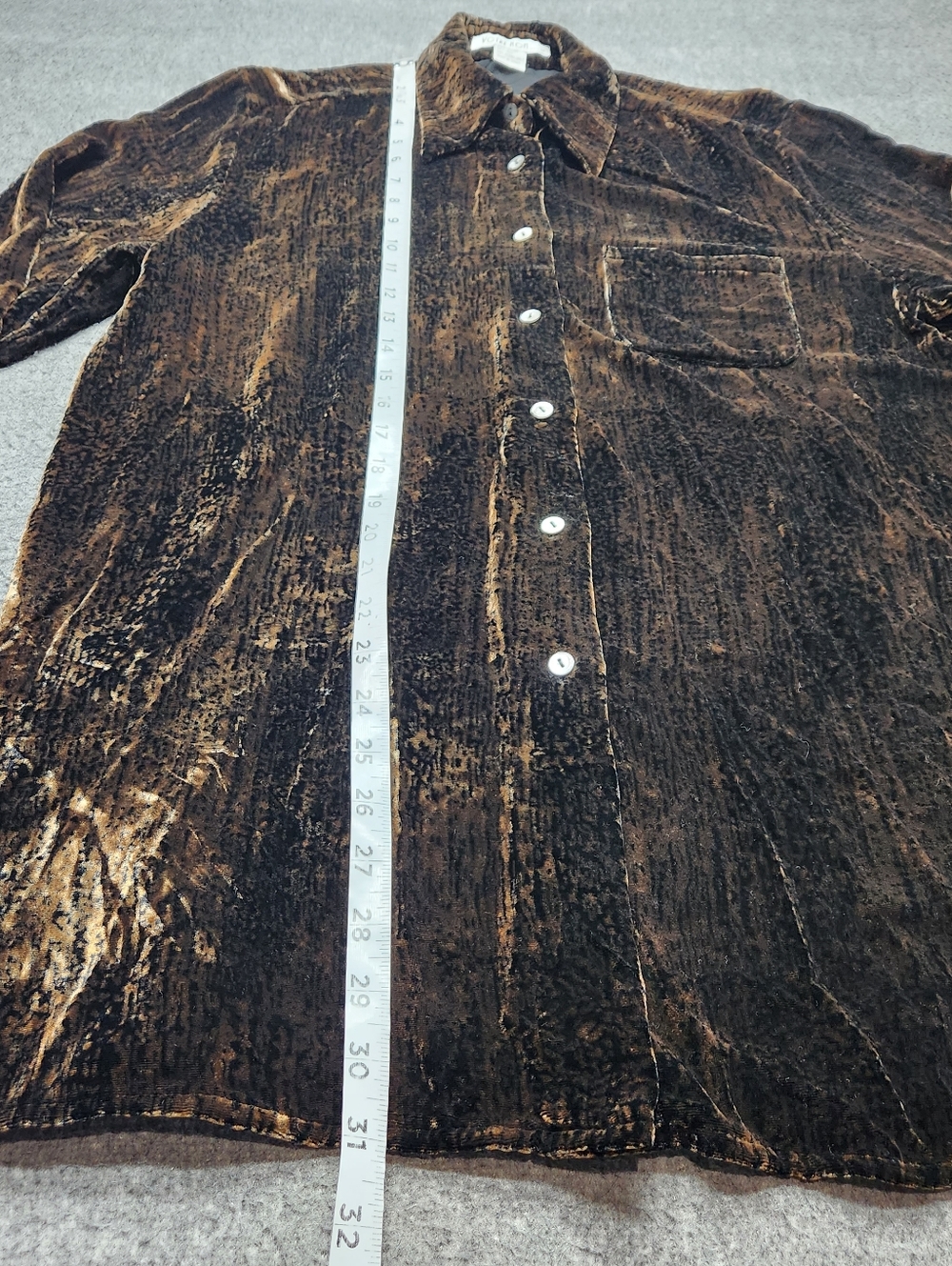 Votre Nom‎ Velvet Burnout Blouse Womens M Brown Button Up Shirt - Picture 2 of 6